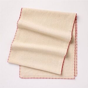 14"x72" Embroidered Trim Table Runner Natural/Red - Hearth & Hand™ Cotton Decor
